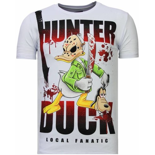 textil Hombre Camisetas manga corta Local Fanatic Hunter Duck Rhinestone Blanco