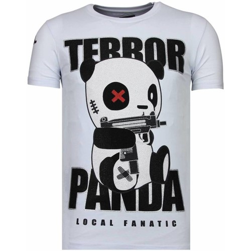 textil Hombre Camisetas manga corta Local Fanatic Terror Panda Rhinestone Blanco