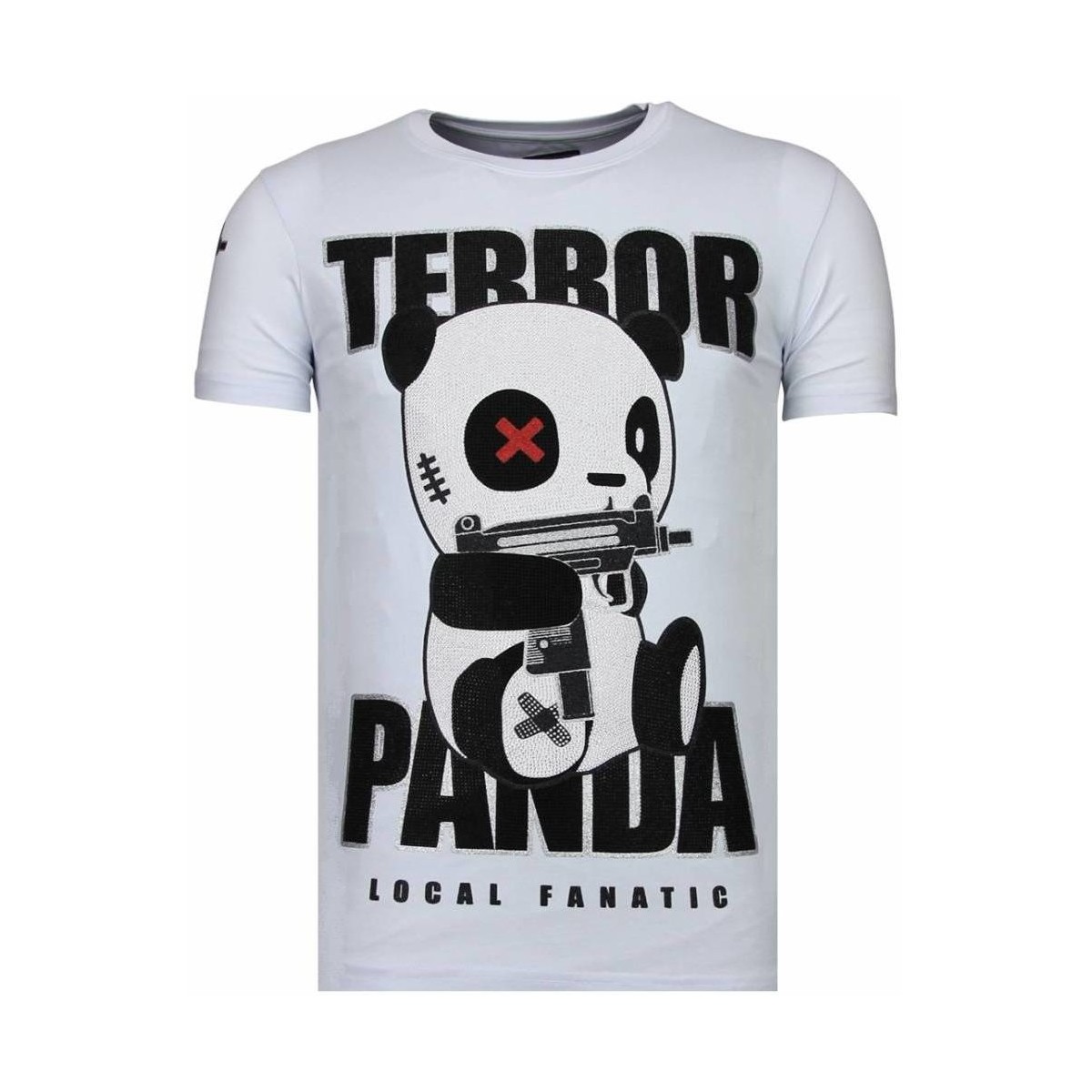 textil Hombre Camisetas manga corta Local Fanatic Terror Panda Rhinestone Blanco