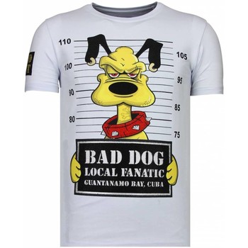 textil Hombre Camisetas manga corta Local Fanatic Bad Dog Rhinestone Blanco