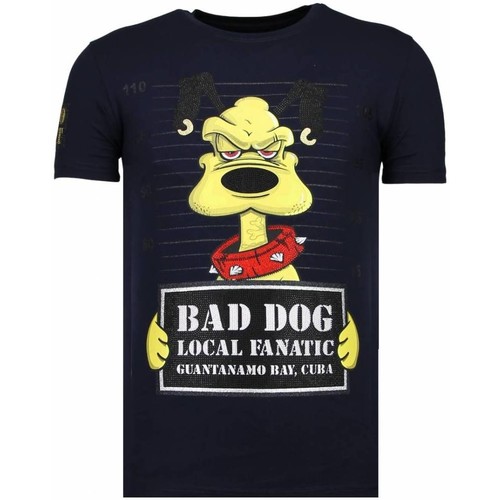 textil Hombre Camisetas manga corta Local Fanatic Bad Dog Rhinestone Azul