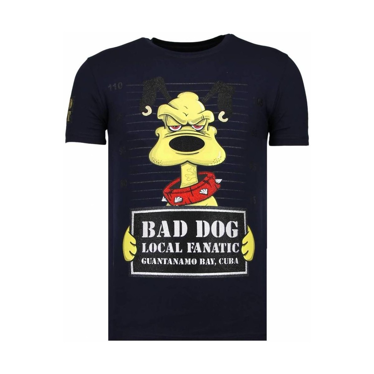 textil Hombre Camisetas manga corta Local Fanatic Bad Dog Rhinestone Azul