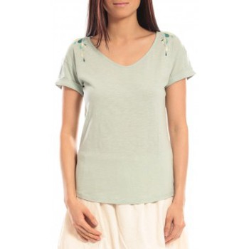 textil Mujer Camisetas manga corta Blune T-shirt Larmes de Joie LJ-TF01E13 Vert Verde