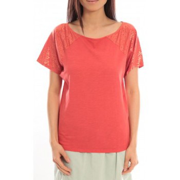textil Mujer Camisetas manga corta Blune T-Shirt Pointilleuse PO-TF02E13 Rouge Rojo