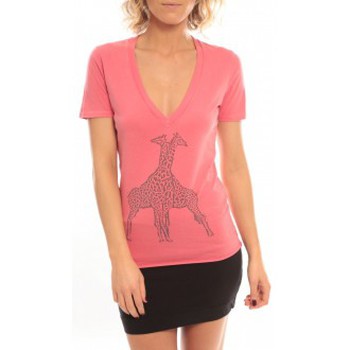 textil Mujer Camisetas manga corta So Charlotte V neck short sleeves Giraffe T00-91-80 Rose Rosa