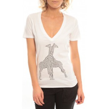 textil Mujer Camisetas manga corta So Charlotte V neck short sleeves Giraffe T00-91-80 Blanc Blanco
