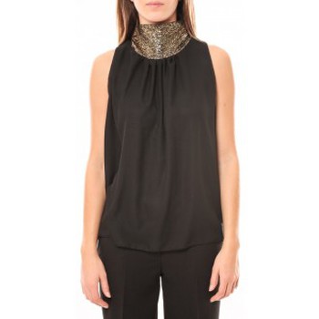 textil Mujer Tops / Blusas Tcqb Top Paillettes Dorées 114-70 Noir Negro