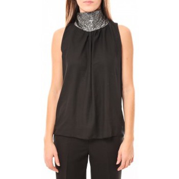 textil Mujer Tops / Blusas Tcqb Top Paillettes Argentées 114-70 Noir Negro